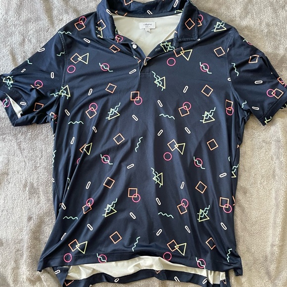 Geometric Patterned Black Polo Shirt - Picture 1 of 2